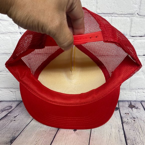 Vintage Trucker Hat Mesh Cap Snapback Red White I Love Jerusalem Graphic Print - Picture 8 of 9